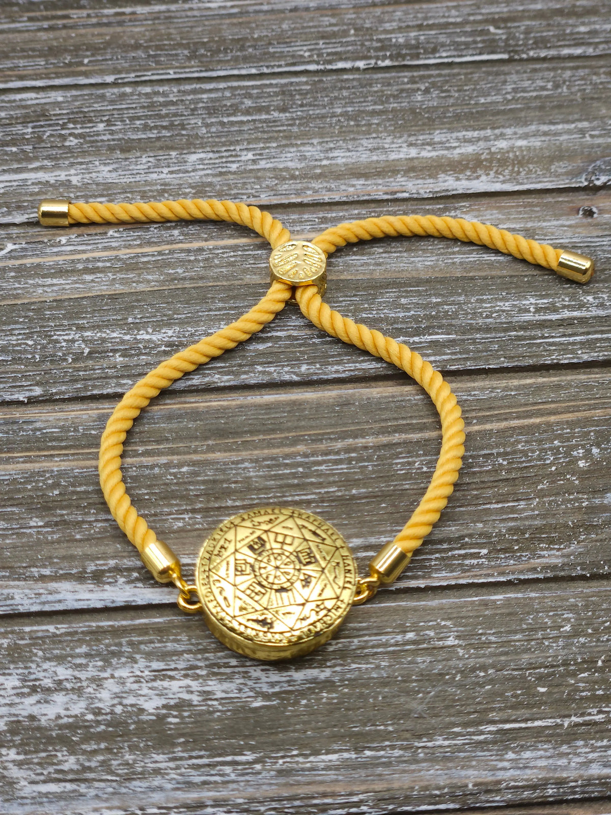 Seal of the Seven Archangels Bracelet gold-finish Solomonic talisman, full front view — detail