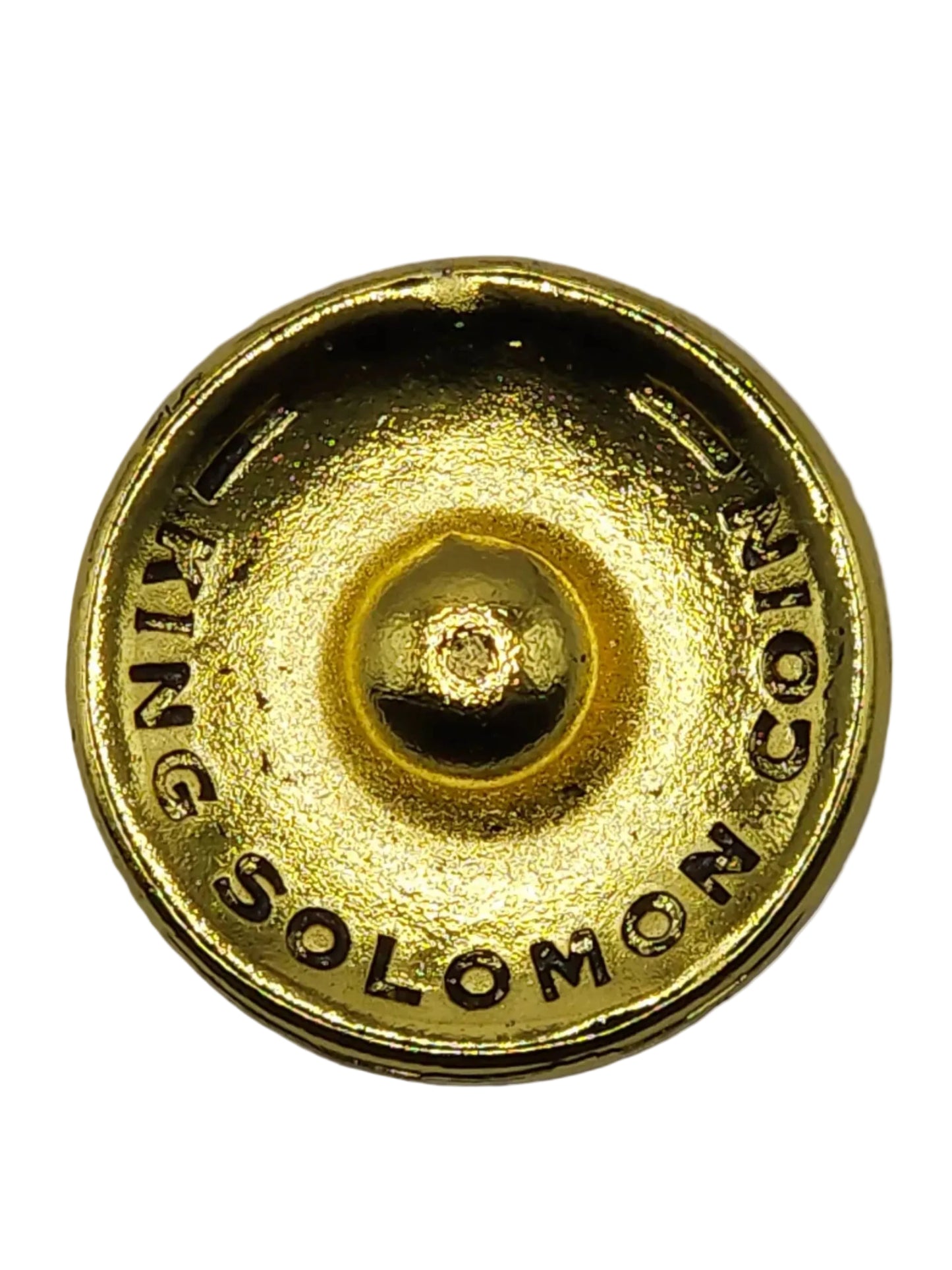 Gold-colored button with 'Dedion Solomons' branding on a gray background