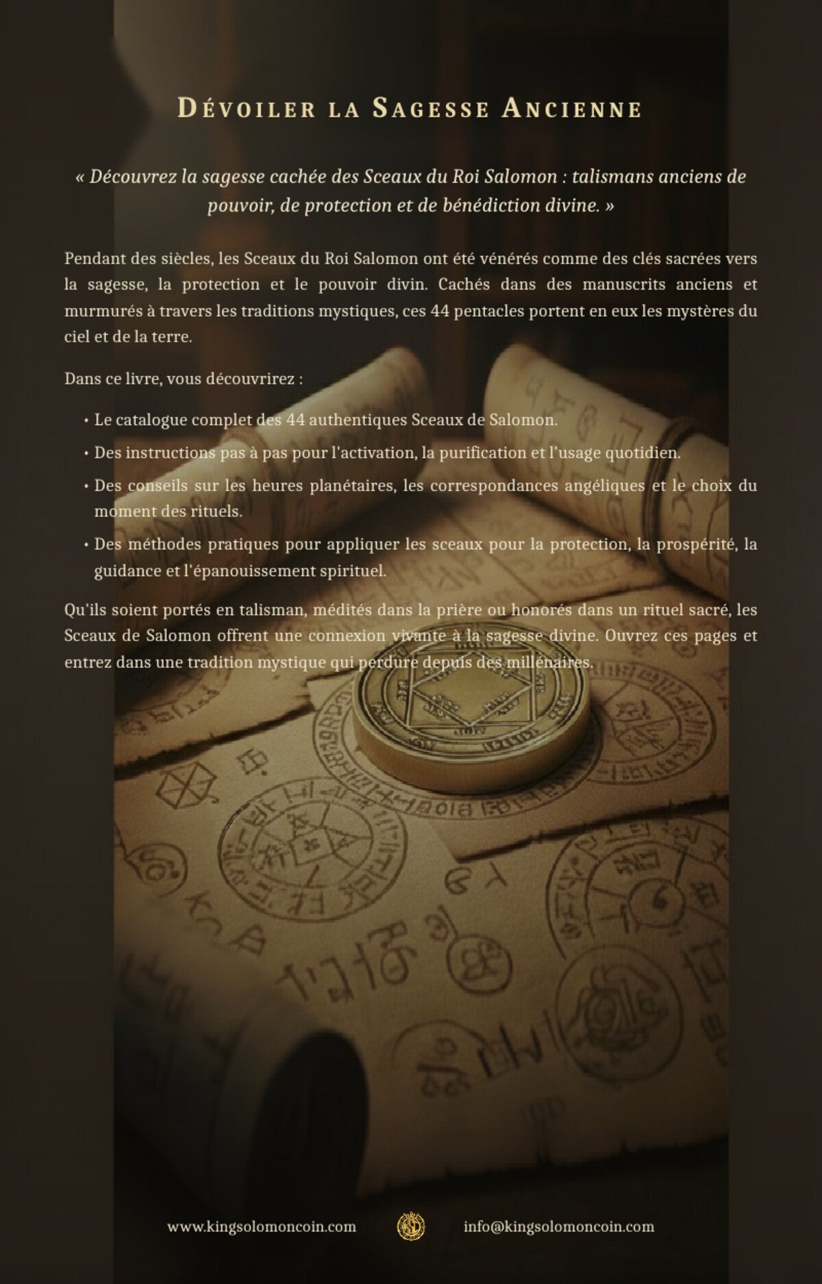 Les 44 Sceaux du Roi Salomon – quatrième de couverture du guide PDF en français