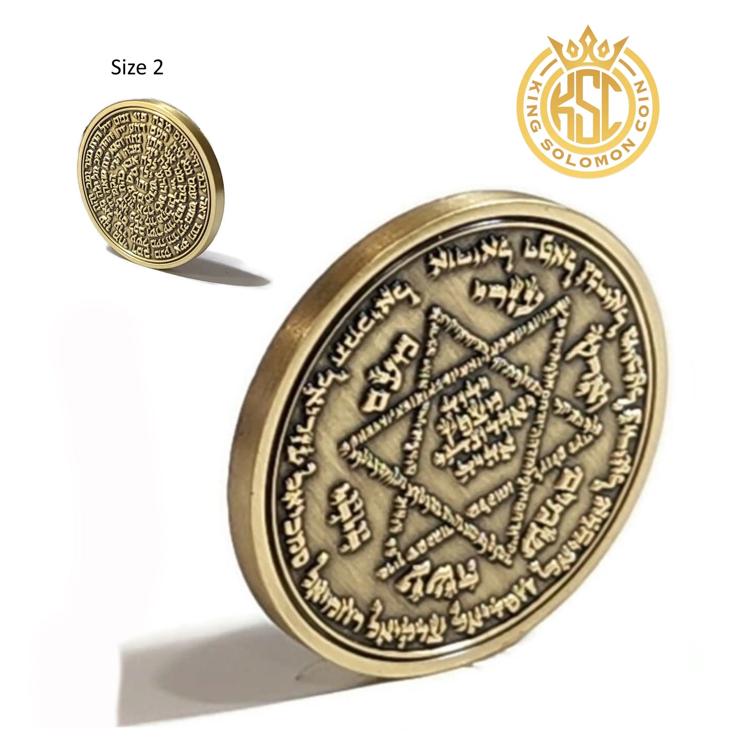 Kabbalah Talisman talisman coin held in hand, solid brass engraved seal