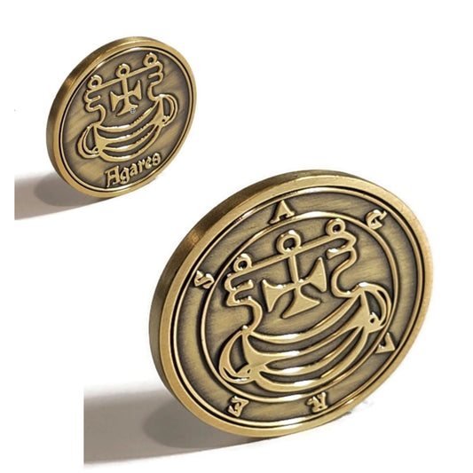 Agares Demon Sigil Coin - Ars Goetia Duke of Languages in Solid Brass
