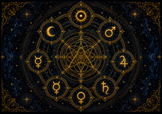 Seven classical planetary symbols arranged in sacred geometry for the 44 Seals of King Solomon