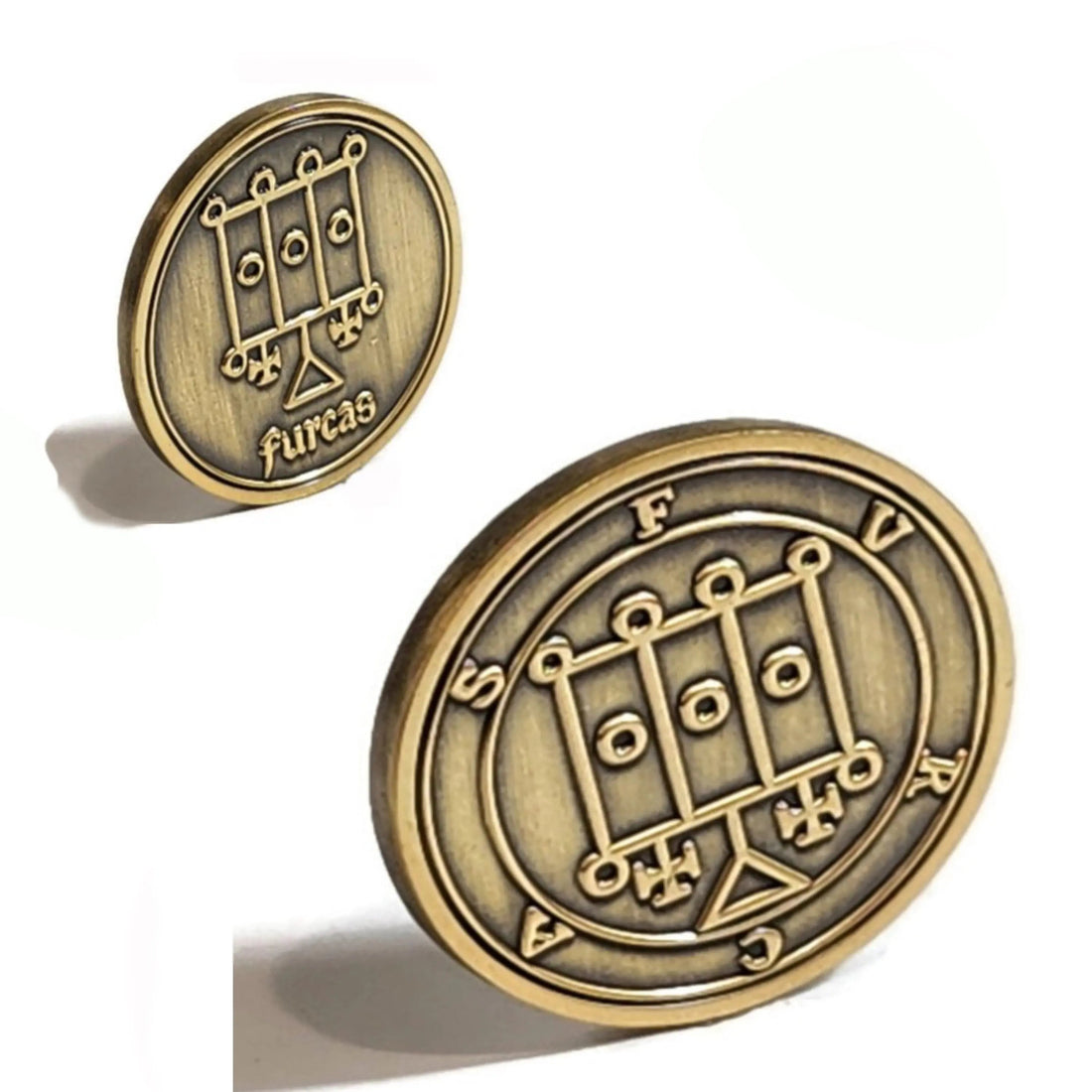 Furcas Demon Sigil Coin - Ars Goetia Knight of Wisdom in Solid Brass