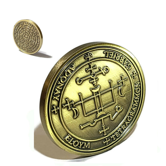 Archangel Gabriel Seal talisman coin solid brass with the messenger angel sigil and 72 Names of God
