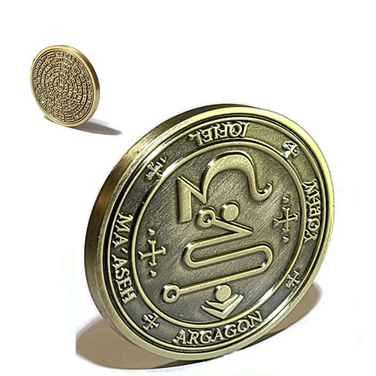 Archangel Jophiel Seal talisman coin solid brass engraved with the beauty and wisdom sigil and 72 Names of God