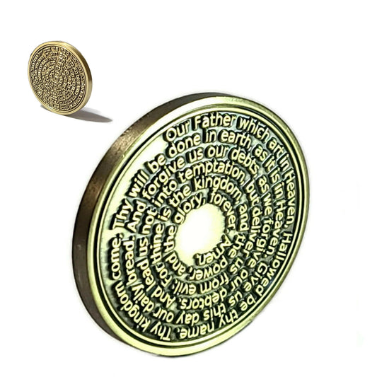 Our Father Prayer Seal coin solid brass engraved with the Lord's Prayer and 72 Names of God