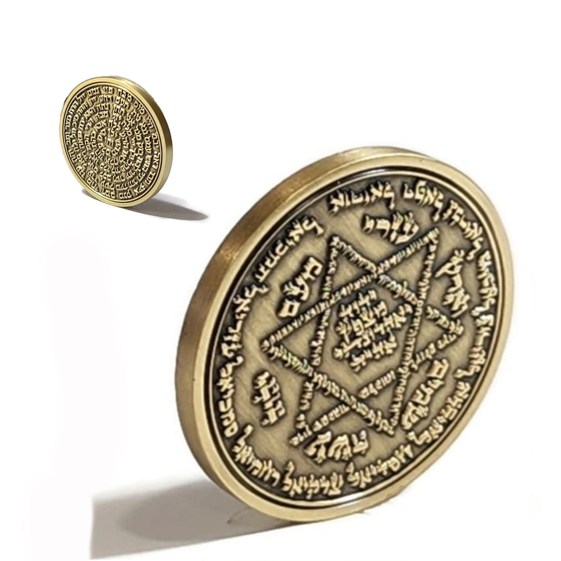 Kabbalah Talisman coin with 12 Angels Seal and 72 Names of God, handcrafted Kabbalistic amulet
