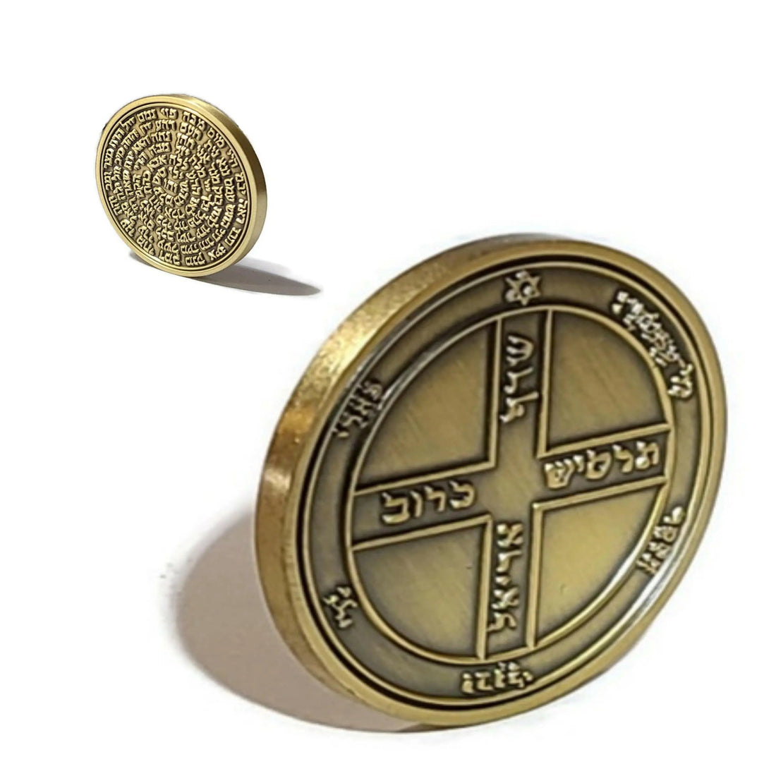 Sixth Pentacle of Jupiter Coin - Solomonic Jupiter Seal, 72 Names of God in Solid Brass