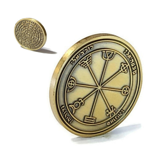Third Pentacle of Mercury coin -- Solomonic talisman for eloquence and memory