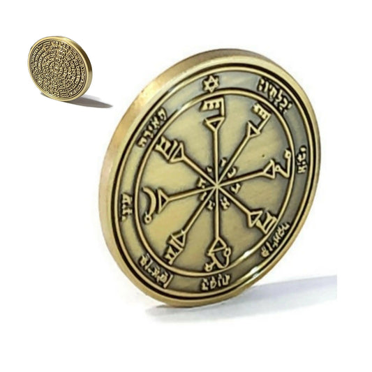 Fourth Pentacle of the Sun coin -- Solomonic talisman for glory and riches