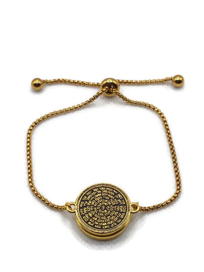 72 Names of God Adjustable Bracelet for King Solomon Coin Snap Seal Charms King Solomon Coin