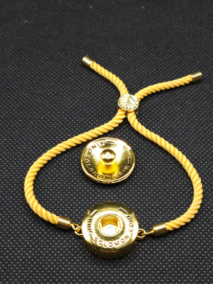 Secret Seal of Solomon Bracelet with 72 Names of God Snap Button King Solomon Coin