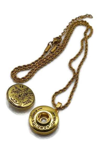 Tetragrammaton Necklace with 72 Names of God Snap Button King Solomon Coin