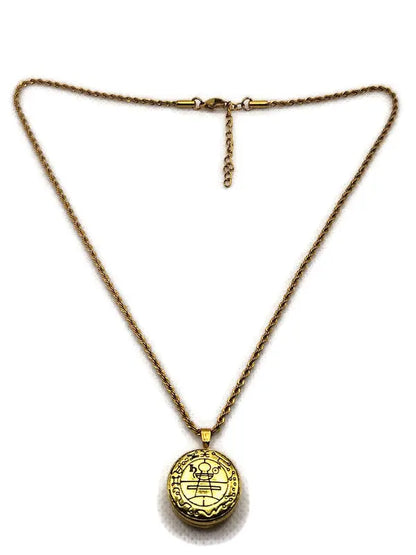 Secret Seal of Solomon Necklace with 72 Names of God Snap Button King Solomon Coin