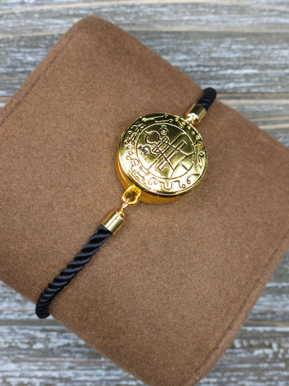Secret Seal of Solomon Bracelet with 72 Names of God Snap Button King Solomon Coin