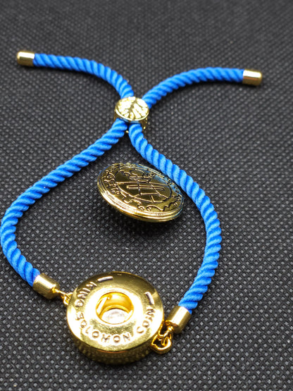 Secret Seal of Solomon Bracelet with 72 Names of God Snap Button King Solomon Coin