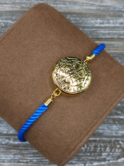 Secret Seal of Solomon Bracelet with 72 Names of God Snap Button King Solomon Coin