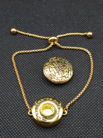 Secret Seal of Solomon Bracelet with 72 Names of God Snap Button King Solomon Coin
