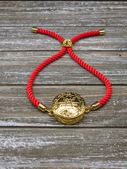 Secret Seal of Solomon Bracelet with 72 Names of God Snap Button King Solomon Coin