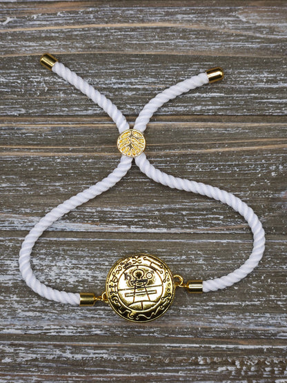 Secret Seal of Solomon Bracelet with 72 Names of God Snap Button King Solomon Coin