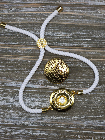Secret Seal of Solomon Bracelet with 72 Names of God Snap Button King Solomon Coin