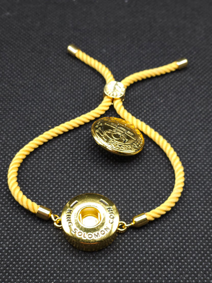Secret Seal of Solomon Bracelet with 72 Names of God Snap Button King Solomon Coin