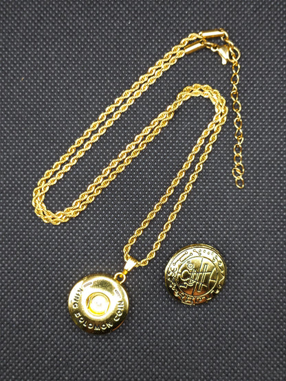 Secret Seal of Solomon Necklace with 72 Names of God Snap Button King Solomon Coin