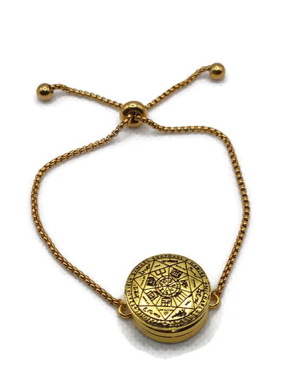 Seal of the Seven Archangels Bracelet with 72 Names of God Snap Button King Solomon Coin