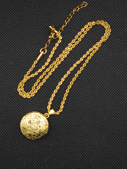 Seal of the Seven Archangels Necklace with 72 Names of God Snap Button King Solomon Coin