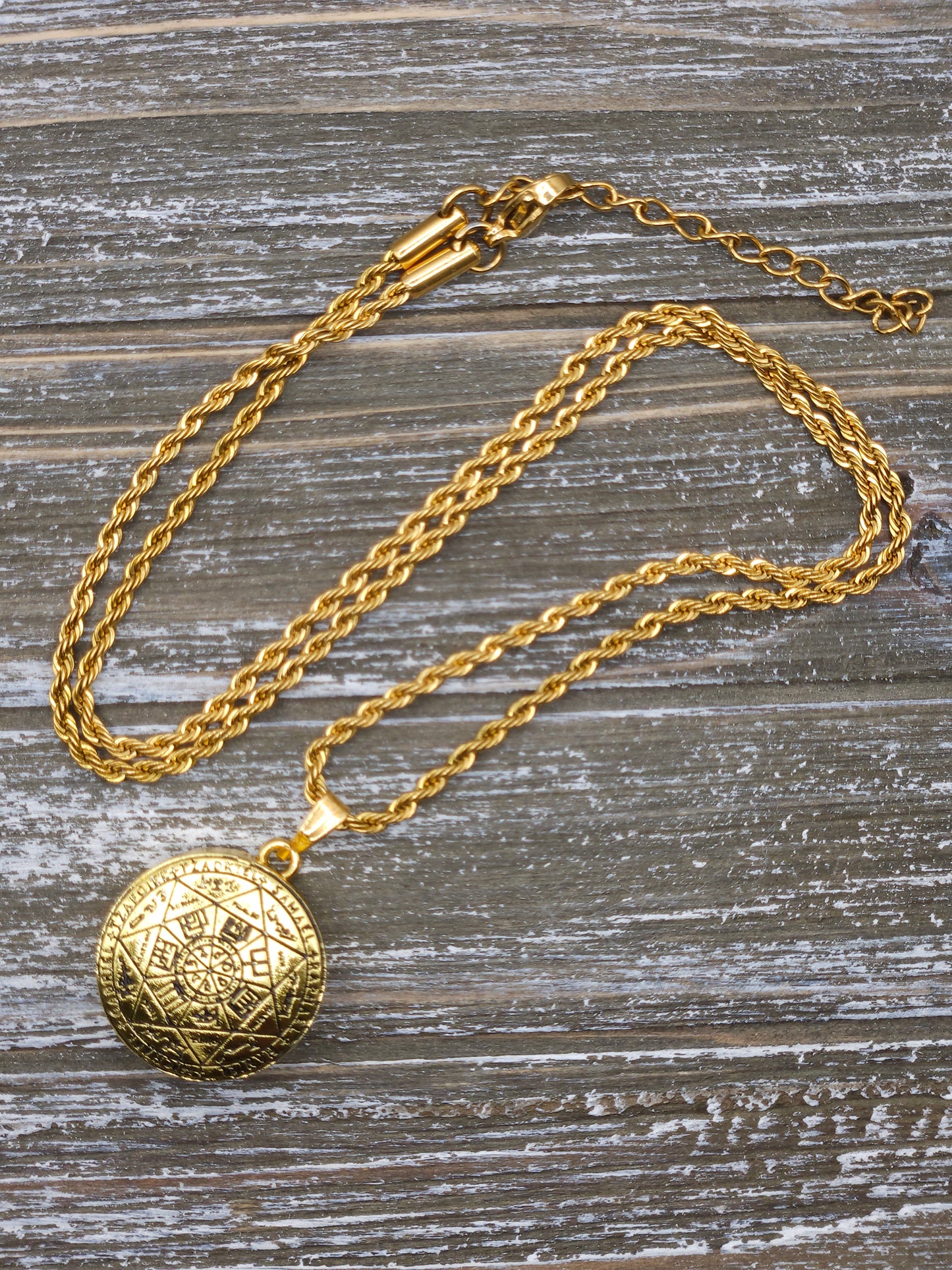 Seal of the Seven Archangels Necklace with 72 Names of God Snap Button