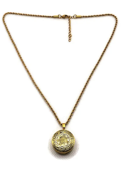 Seal of the Seven Archangels Necklace with 72 Names of God Snap Button King Solomon Coin