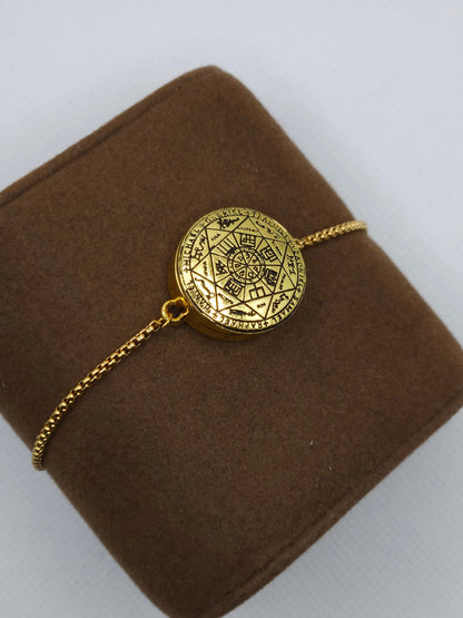Seal of the Seven Archangels Bracelet with 72 Names of God Snap Button King Solomon Coin