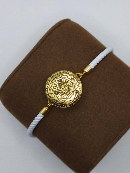 Seal of the Seven Archangels Bracelet with 72 Names of God Snap Button King Solomon Coin