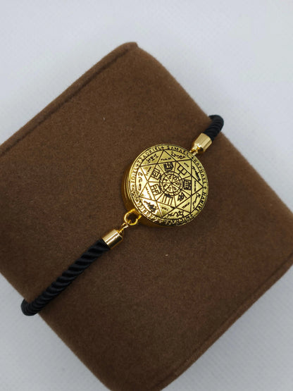 Seal of the Seven Archangels Bracelet with 72 Names of God Snap Button King Solomon Coin