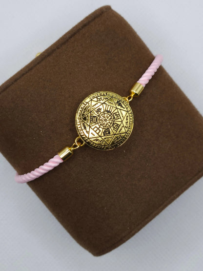 Seal of the Seven Archangels Bracelet with 72 Names of God Snap Button King Solomon Coin