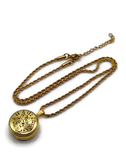 Tetragrammaton Necklace with 72 Names of God Snap Button King Solomon Coin