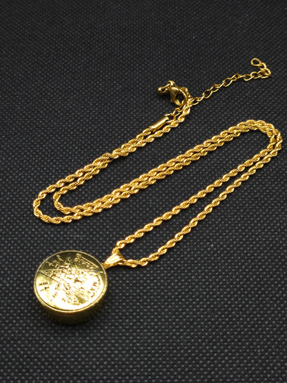 Tetragrammaton Necklace with 72 Names of God Snap Button King Solomon Coin