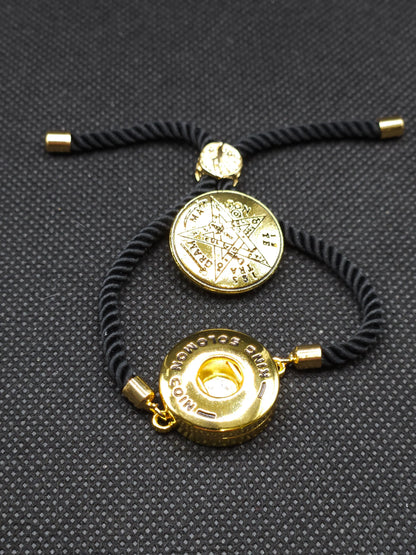 Tetragrammaton Bracelet with 72 Names of God Snap Button King Solomon Coin