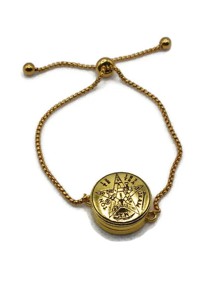Tetragrammaton Bracelet with 72 Names of God Snap Button King Solomon Coin