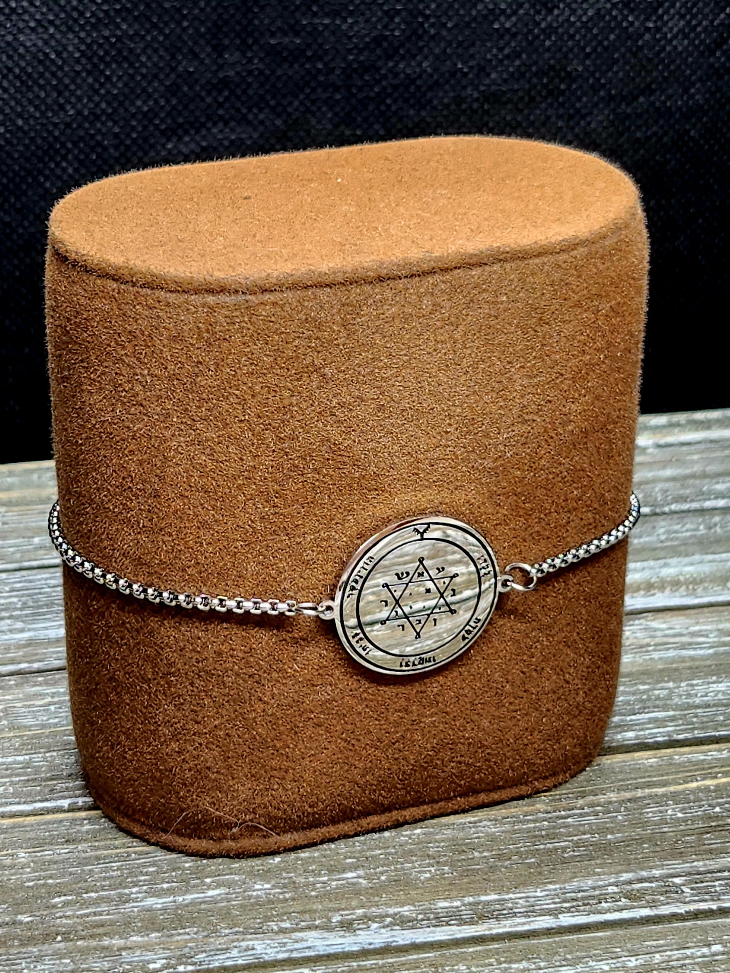 Second Pentacle of Jupiter 72 Names of God Bracelet Silver.