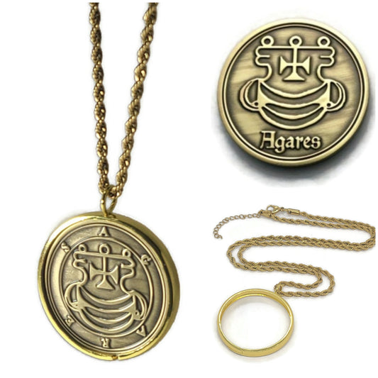 AGARES Agreas Aguares demon sigil Ars Goetia + 1FitAll bezel Necklace.