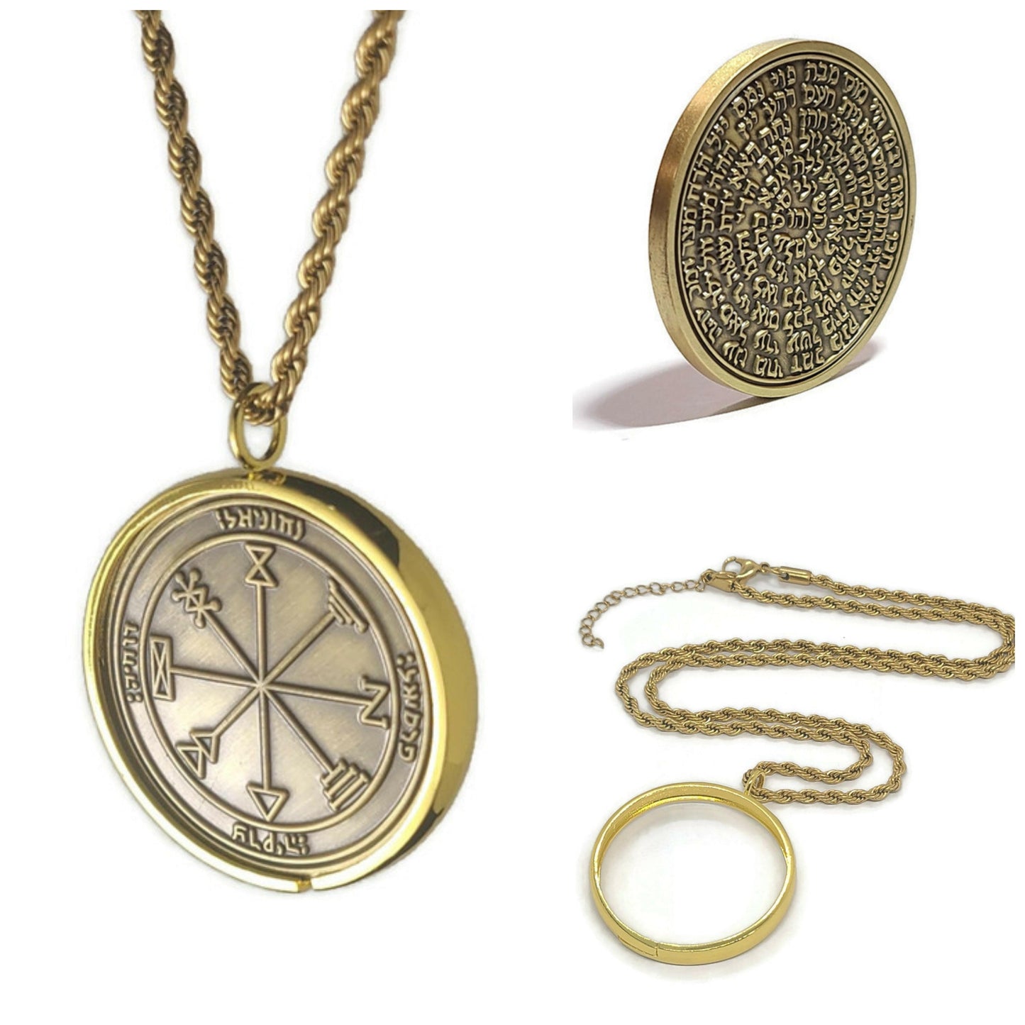 First Pentacle of Jupiter 72 names of God 1FitAll bezel Necklace.