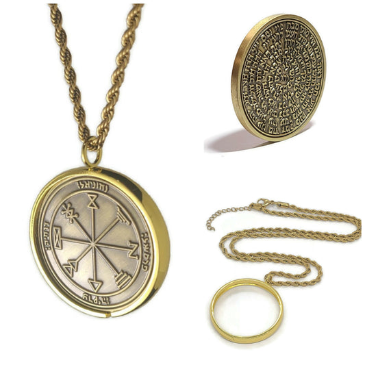 First Pentacle of Jupiter 72 names of God 1FitAll bezel Necklace.