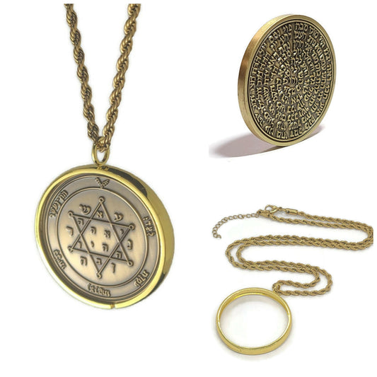 Second Pentacle of Jupiter 72 names of God 1FitAll bezel Necklace.