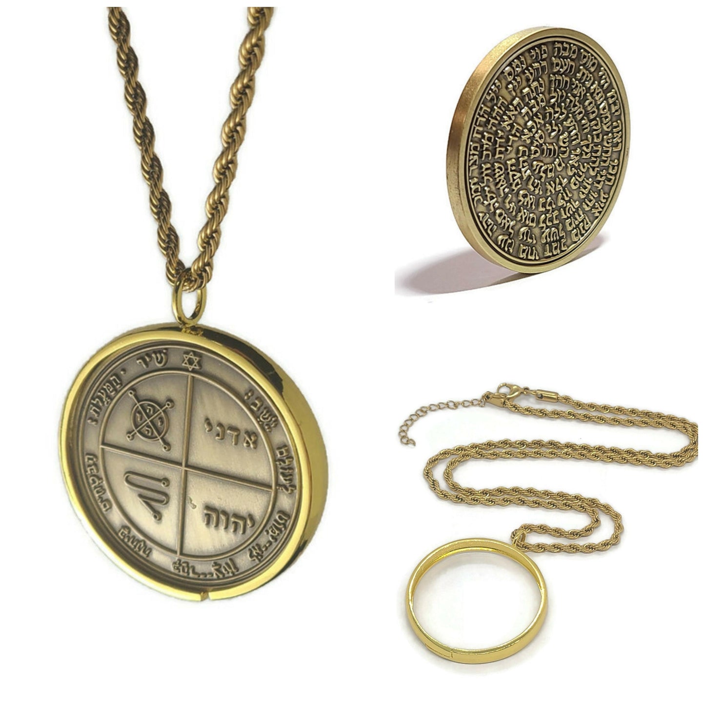 Third Pentacle of Jupiter 72 names of God 1FitAll bezel Necklace.