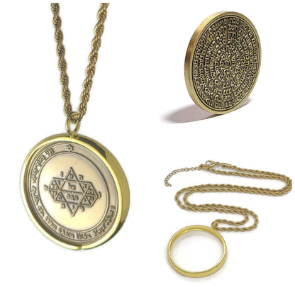 Fifth Pentacle of Jupiter 72 names of God 1FitAll bezel Necklace.