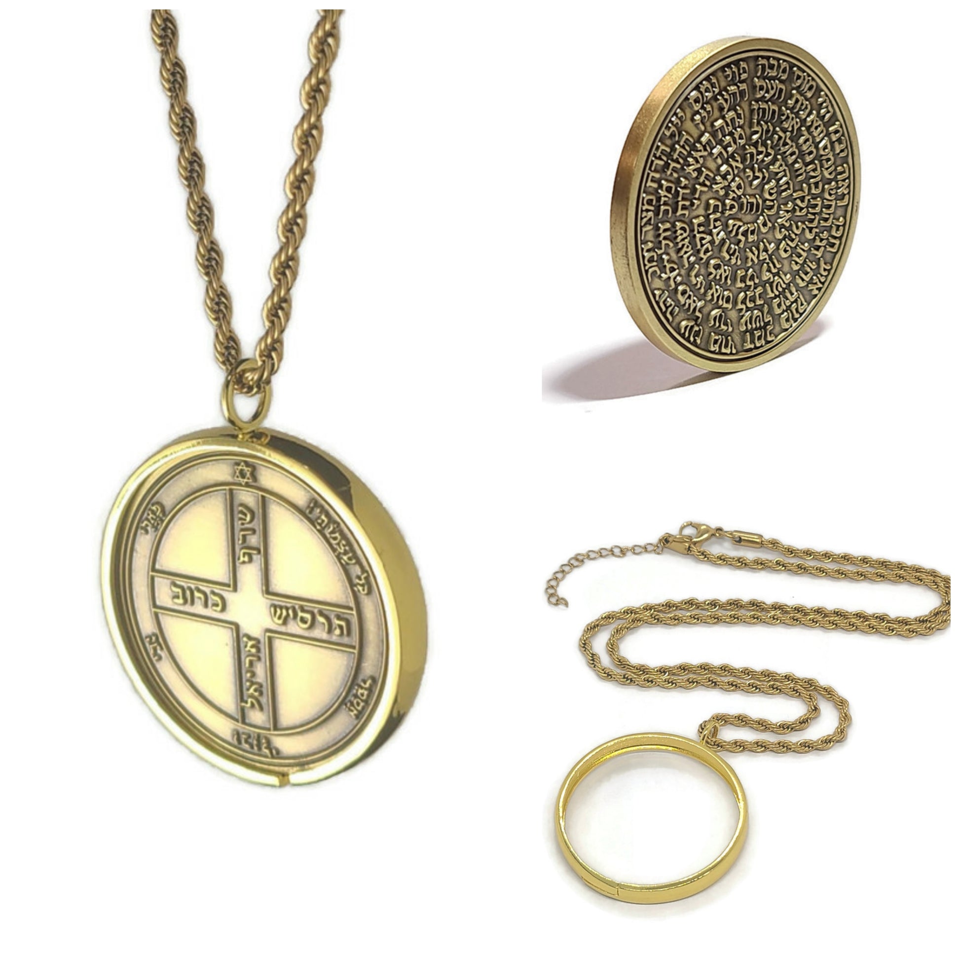 Sixth Pentacle of Jupiter 72 names of God 1FitAll bezel Necklace.