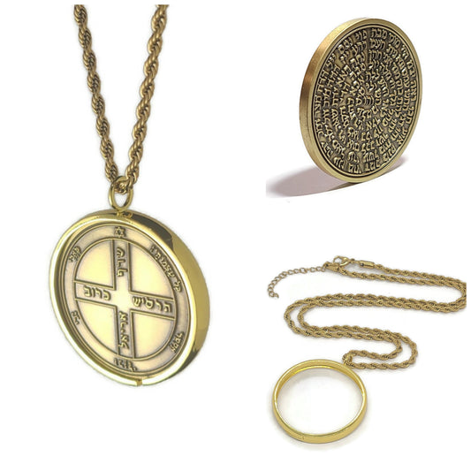 Sixth Pentacle of Jupiter 72 names of God 1FitAll bezel Necklace.