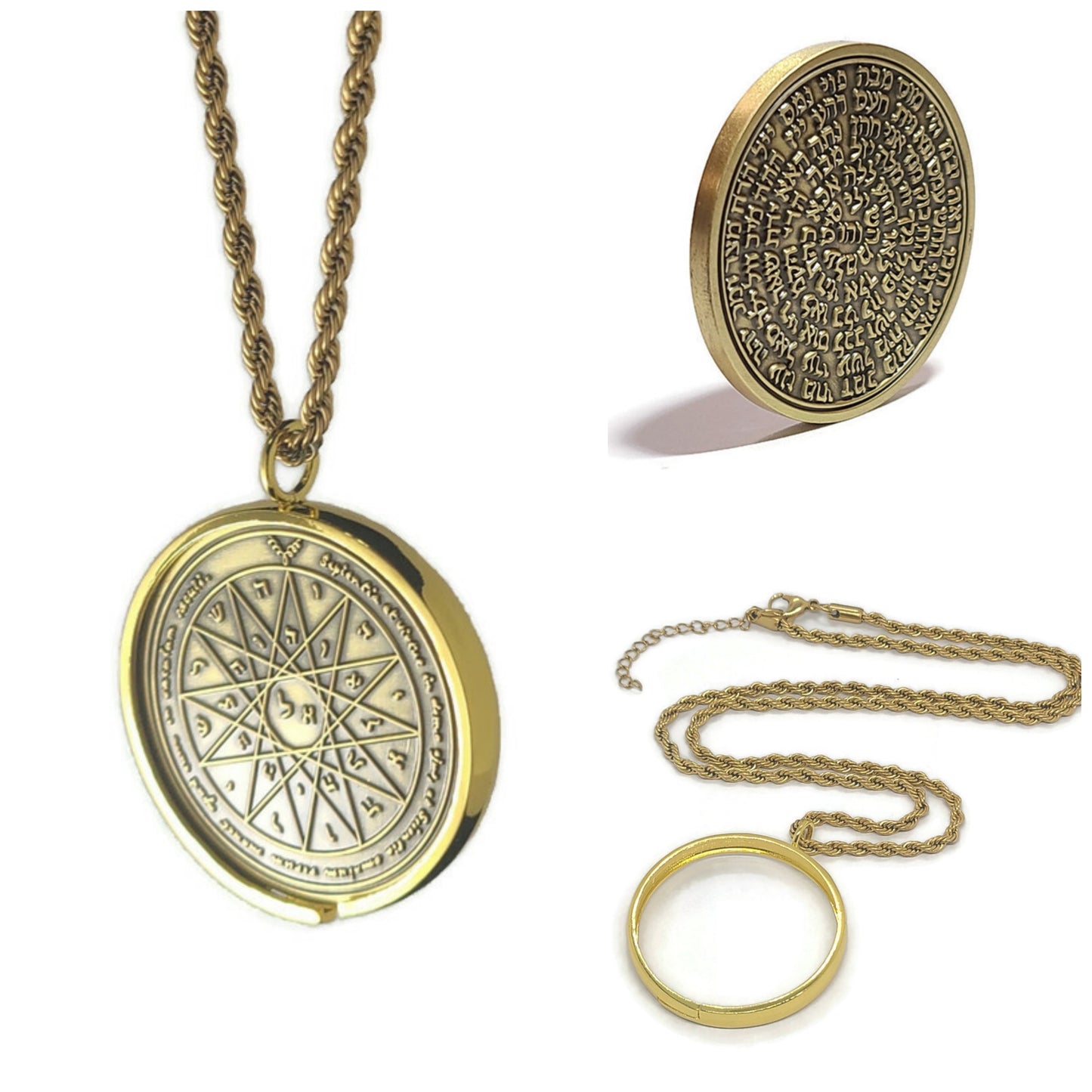 Fourth Pentacle of Mercury 72 names of God 1FitAll bezel Necklace.