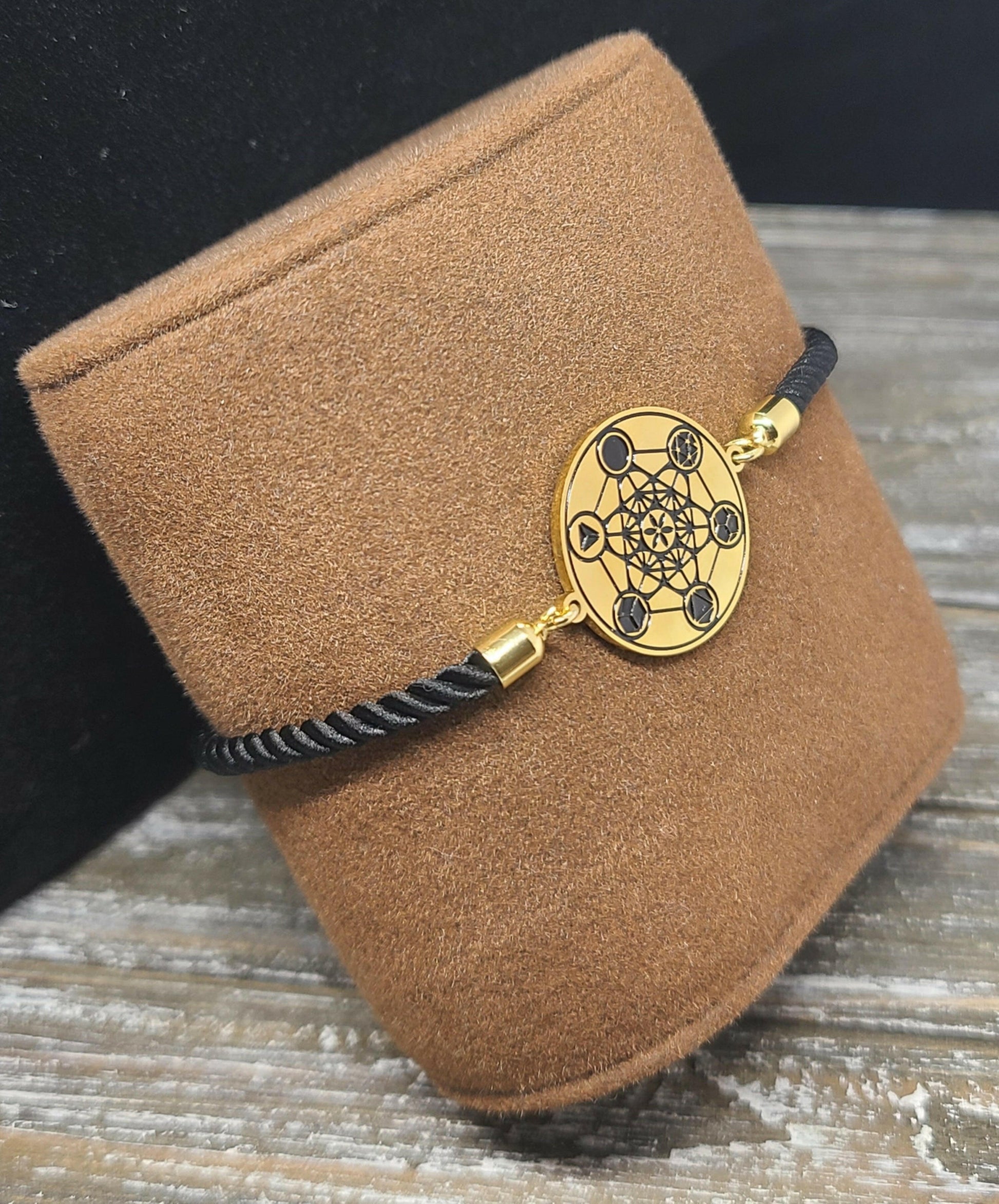 Metatron's Cube 72 Names of God Bracelet Black.